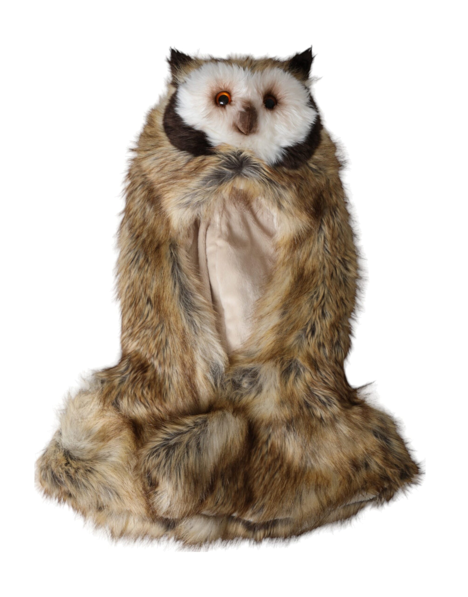 Dolce & Gabbana Brown Owl Faux Fur Whole Head Cap Hat - ClickThatClicks 