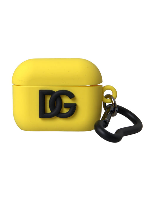 Dolce & Gabbana Yellow Silicone Logo Embossed Airpods Case - ClickThatClicks 
