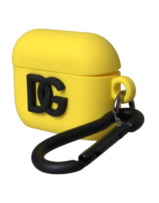 Dolce & Gabbana Yellow Silicone Logo Embossed Airpods Case - ClickThatClicks 