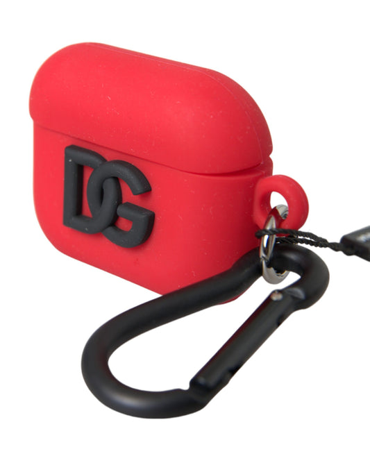 Dolce & Gabbana Red Silicone Rubber Logo Embossed Airpods Case - ClickThatClicks 