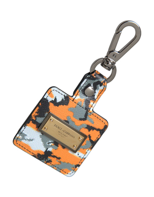 Dolce & Gabbana Multicolor Camouflage Print Leather Logo Metal Airpods Case - ClickThatClicks 