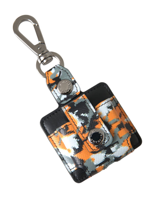 Dolce & Gabbana Multicolor Camouflage Print Leather Logo Metal Airpods Case - ClickThatClicks 