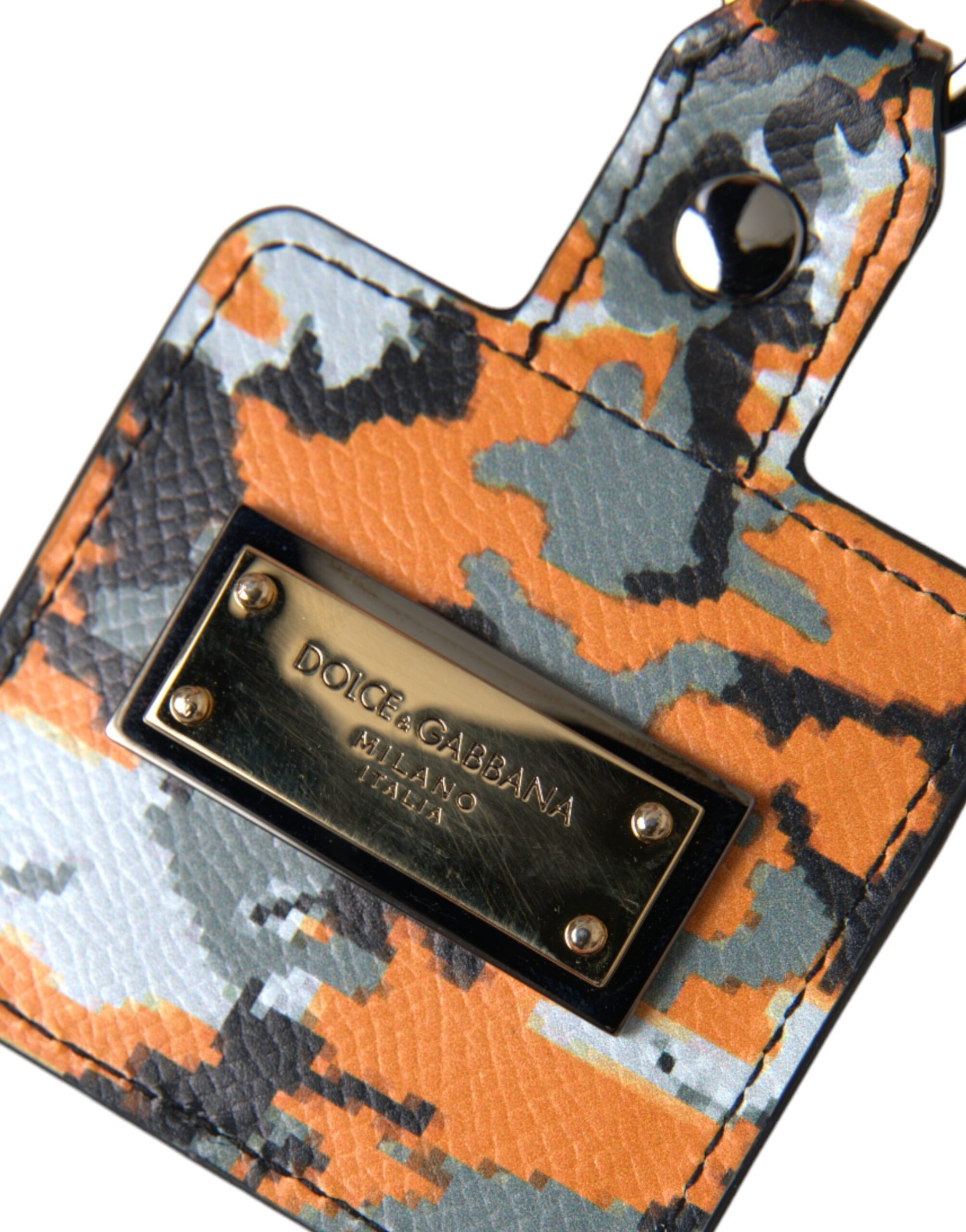 Dolce & Gabbana Multicolor Camouflage Print Leather Logo Metal Airpods Case - ClickThatClicks 