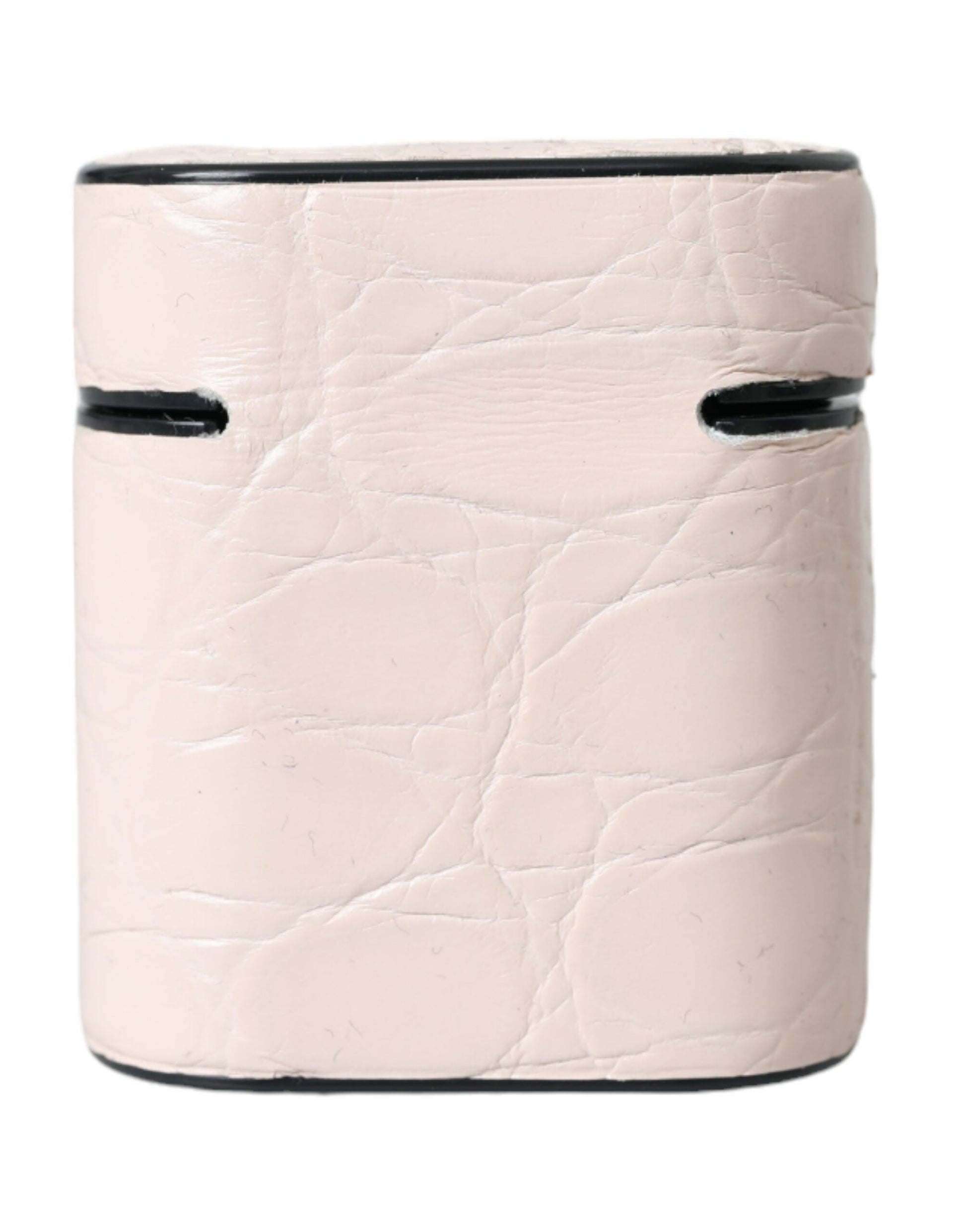 Dolce & Gabbana Light Pink Leather Metal Logo Plaque Airpods Case - ClickThatClicks 