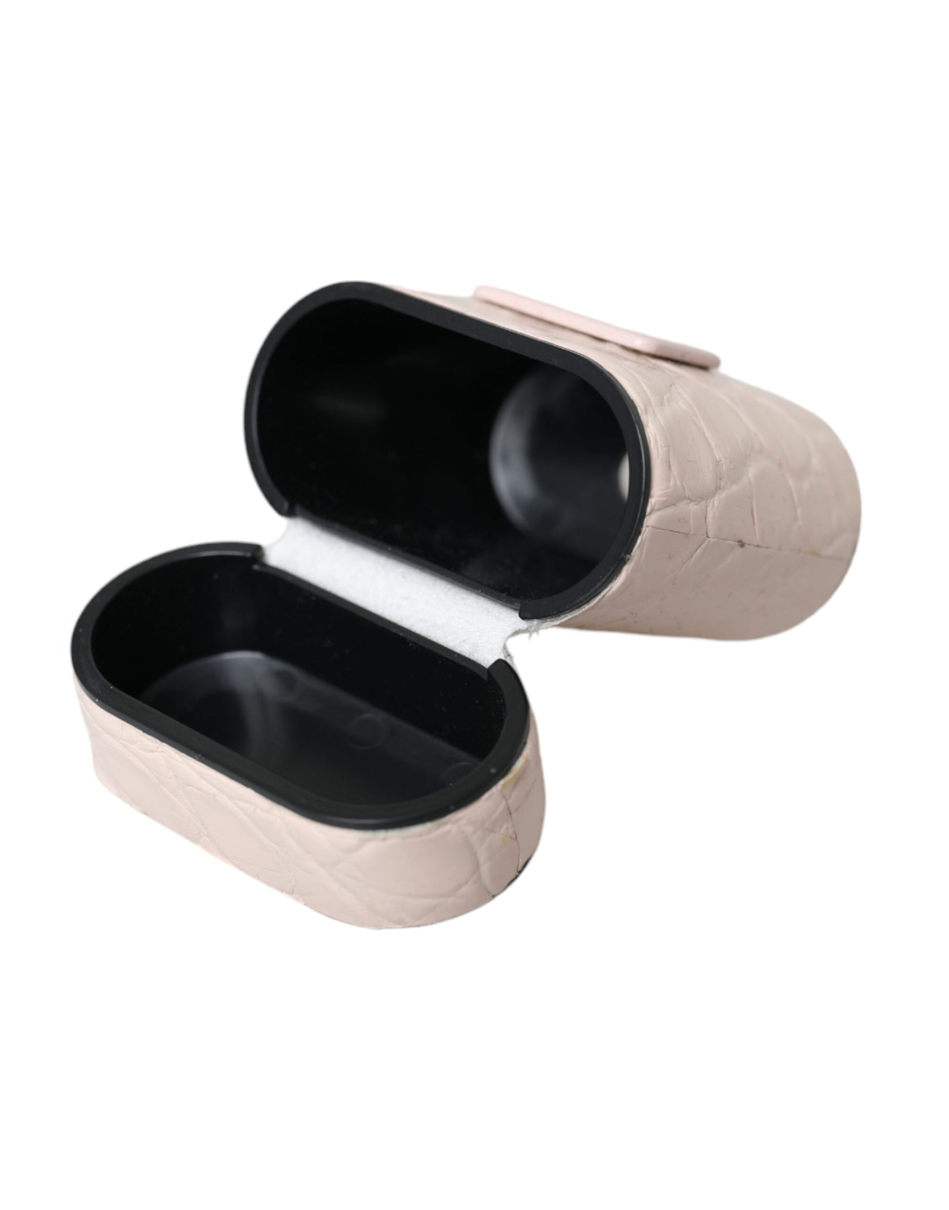 Dolce & Gabbana Light Pink Leather Metal Logo Plaque Airpods Case - ClickThatClicks 