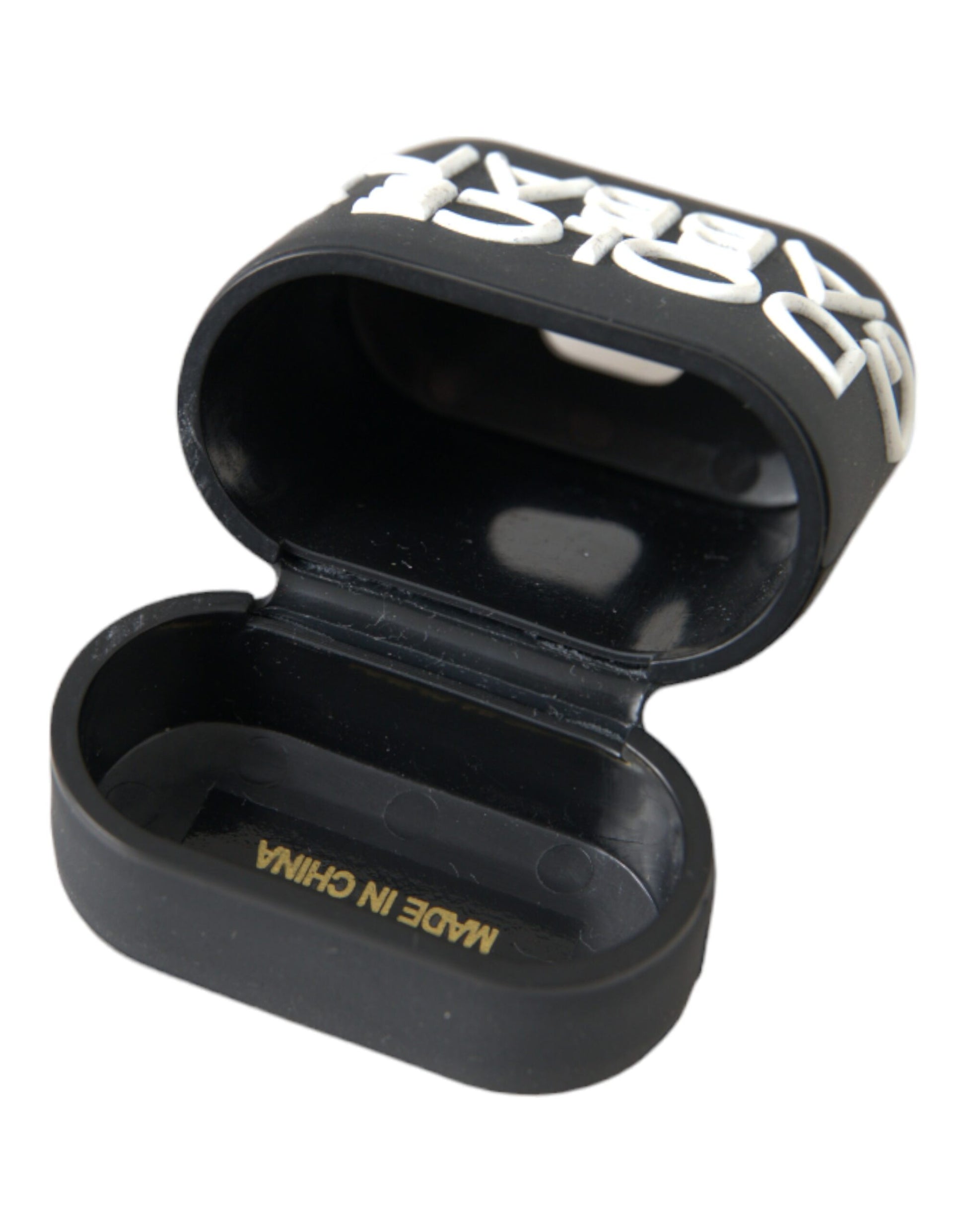 Dolce & Gabbana Black White Silicone Embossed Logo Airpods Case - ClickThatClicks 