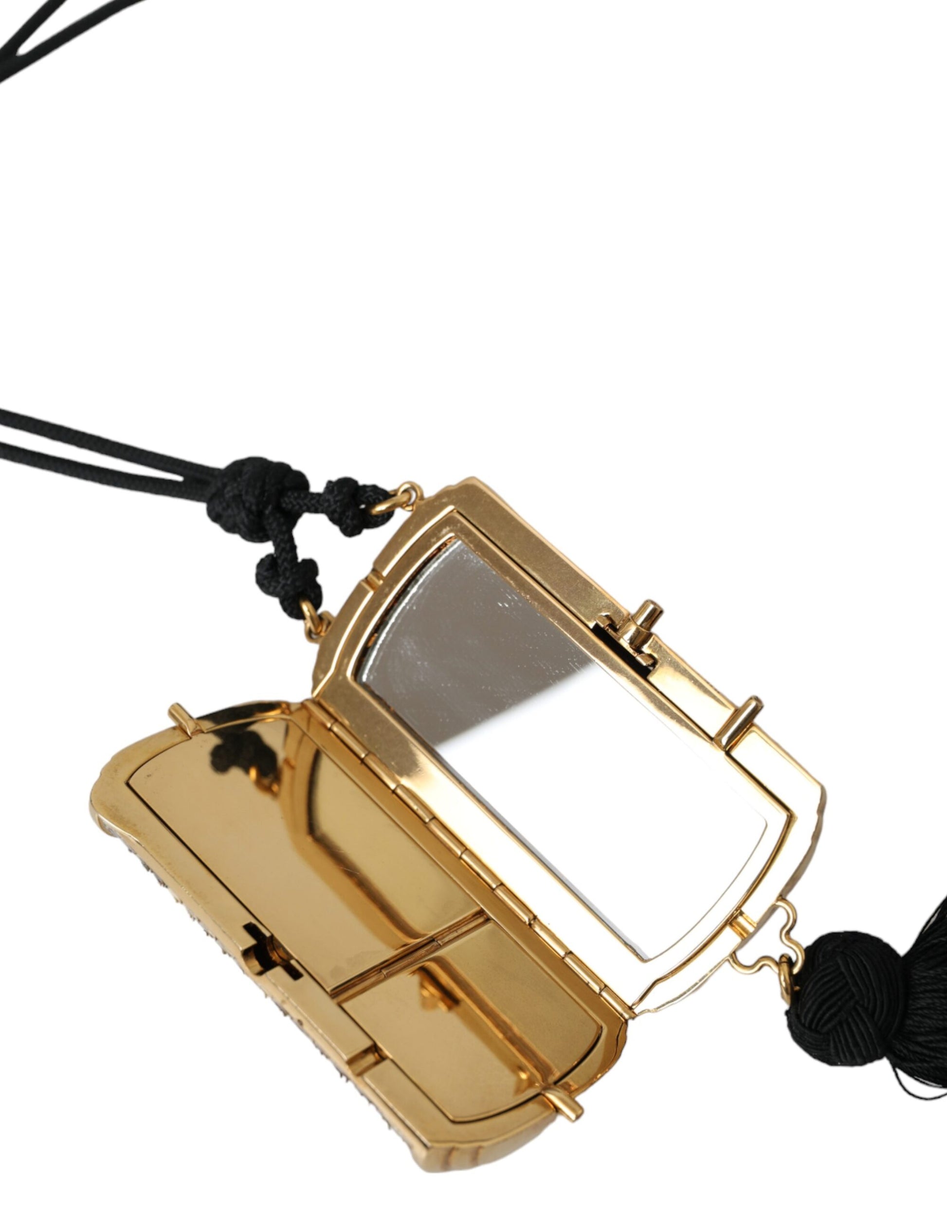 Dolce & Gabbana Beige Exotic Leather Mini Mirror Tassel Make Up Holder Bag - ClickThatClicks 