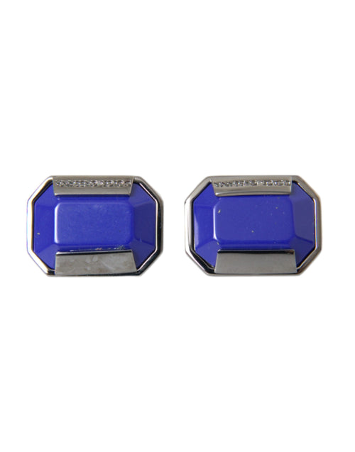Dolce & Gabbana Silver Plated Brass Pin Crystal Cufflinks - ClickThatClicks 