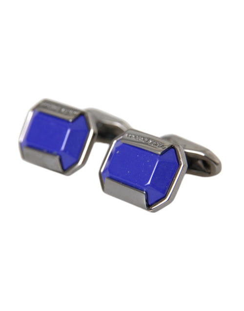 Dolce & Gabbana Silver Plated Brass Pin Crystal Cufflinks - ClickThatClicks 