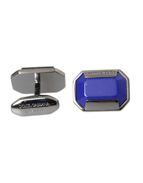 Dolce & Gabbana Silver Plated Brass Pin Crystal Cufflinks - ClickThatClicks 