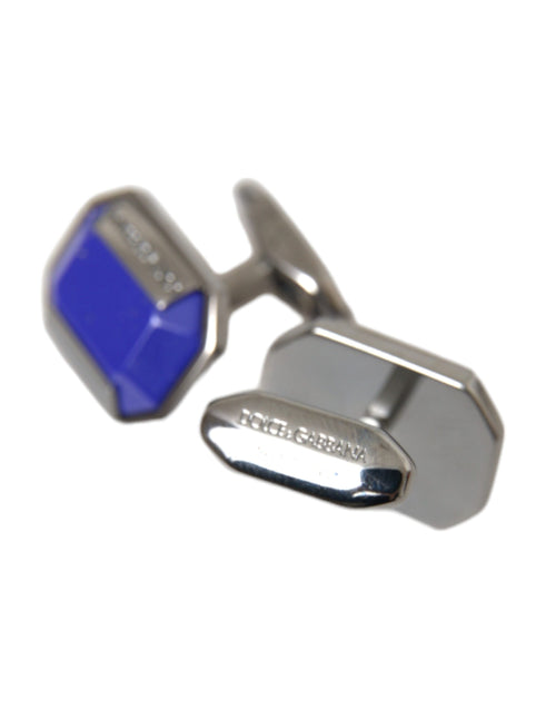 Dolce & Gabbana Silver Plated Brass Pin Crystal Cufflinks - ClickThatClicks 