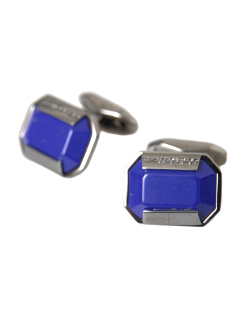 Dolce & Gabbana Silver Plated Brass Pin Crystal Cufflinks - ClickThatClicks 