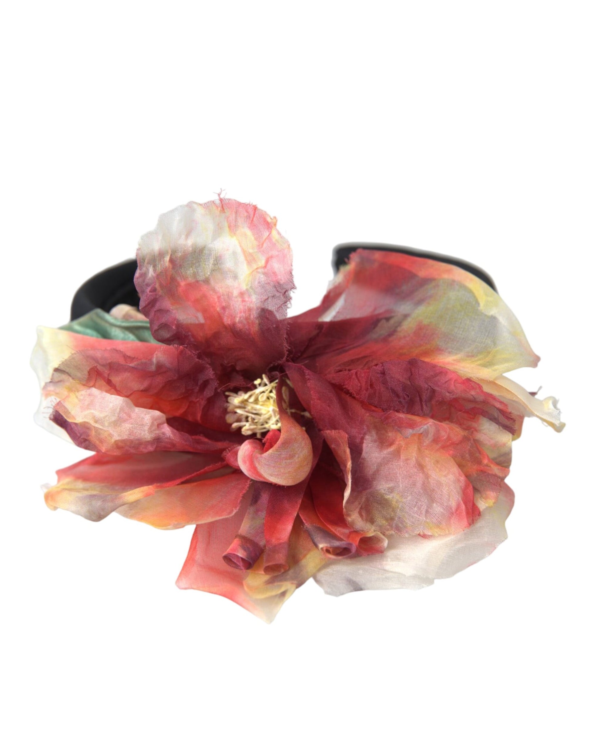 Dolce & Gabbana Rose Pink Silk Floral Black Tiara Women Hairband Diadem - ClickThatClicks 