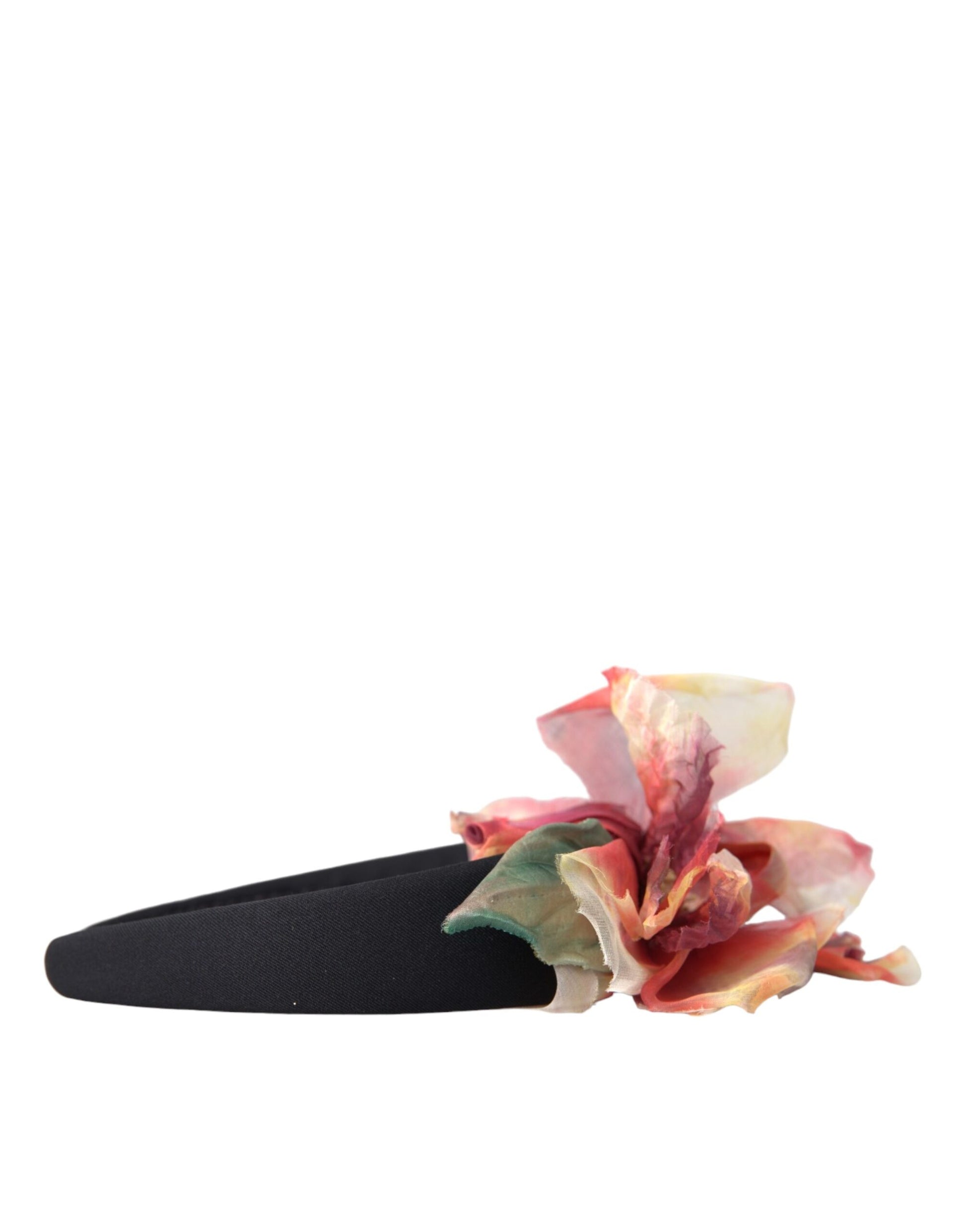 Dolce & Gabbana Rose Pink Silk Floral Black Tiara Women Hairband Diadem - ClickThatClicks 