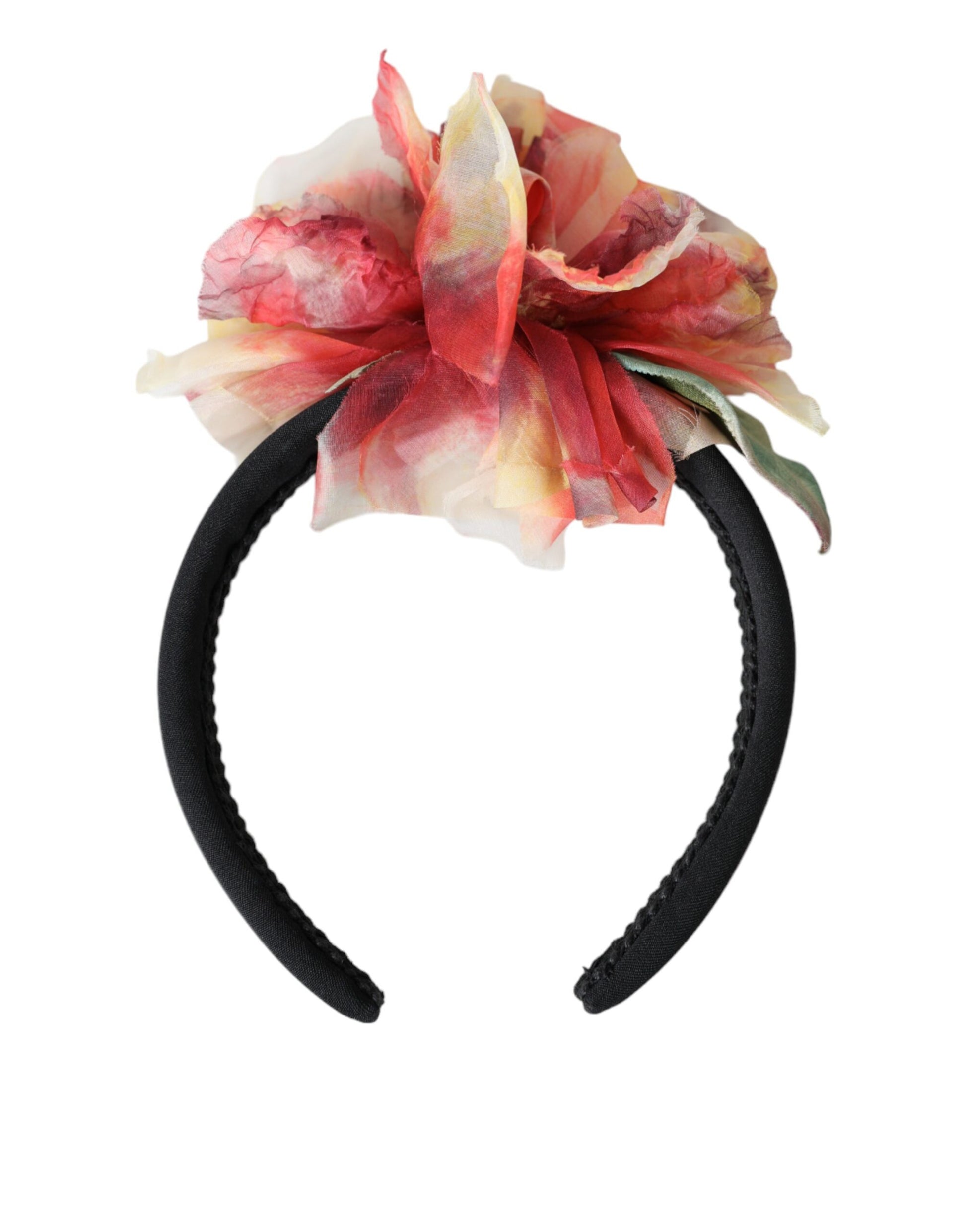 Dolce & Gabbana Rose Pink Silk Floral Black Tiara Women Hairband Diadem - ClickThatClicks 