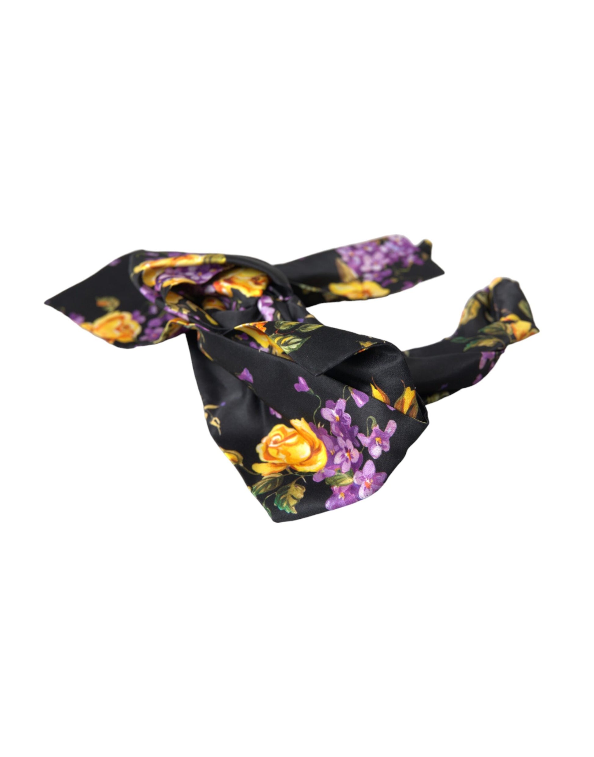 Dolce & Gabbana Black Floral Applique Silk Women Headband Diadem - ClickThatClicks 
