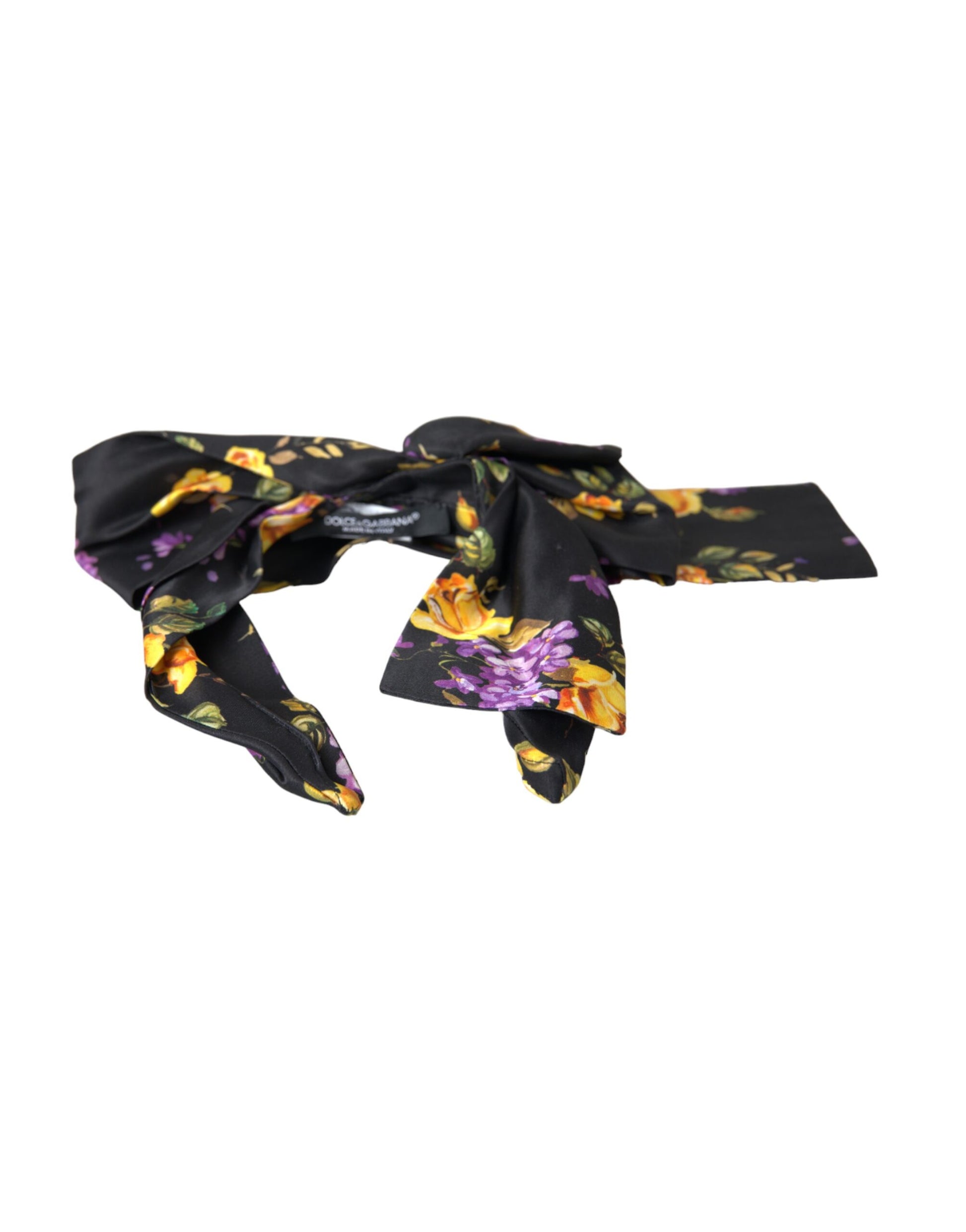 Dolce & Gabbana Black Floral Applique Silk Women Headband Diadem - ClickThatClicks 