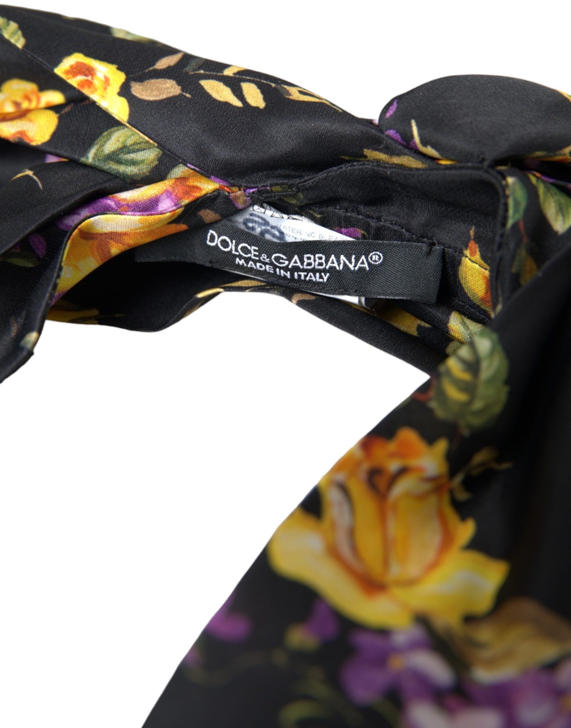 Dolce & Gabbana Black Floral Applique Silk Women Headband Diadem - ClickThatClicks 