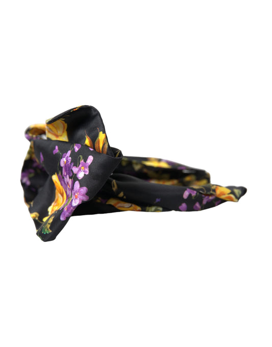 Dolce & Gabbana Black Floral Applique Silk Women Headband Diadem - ClickThatClicks 