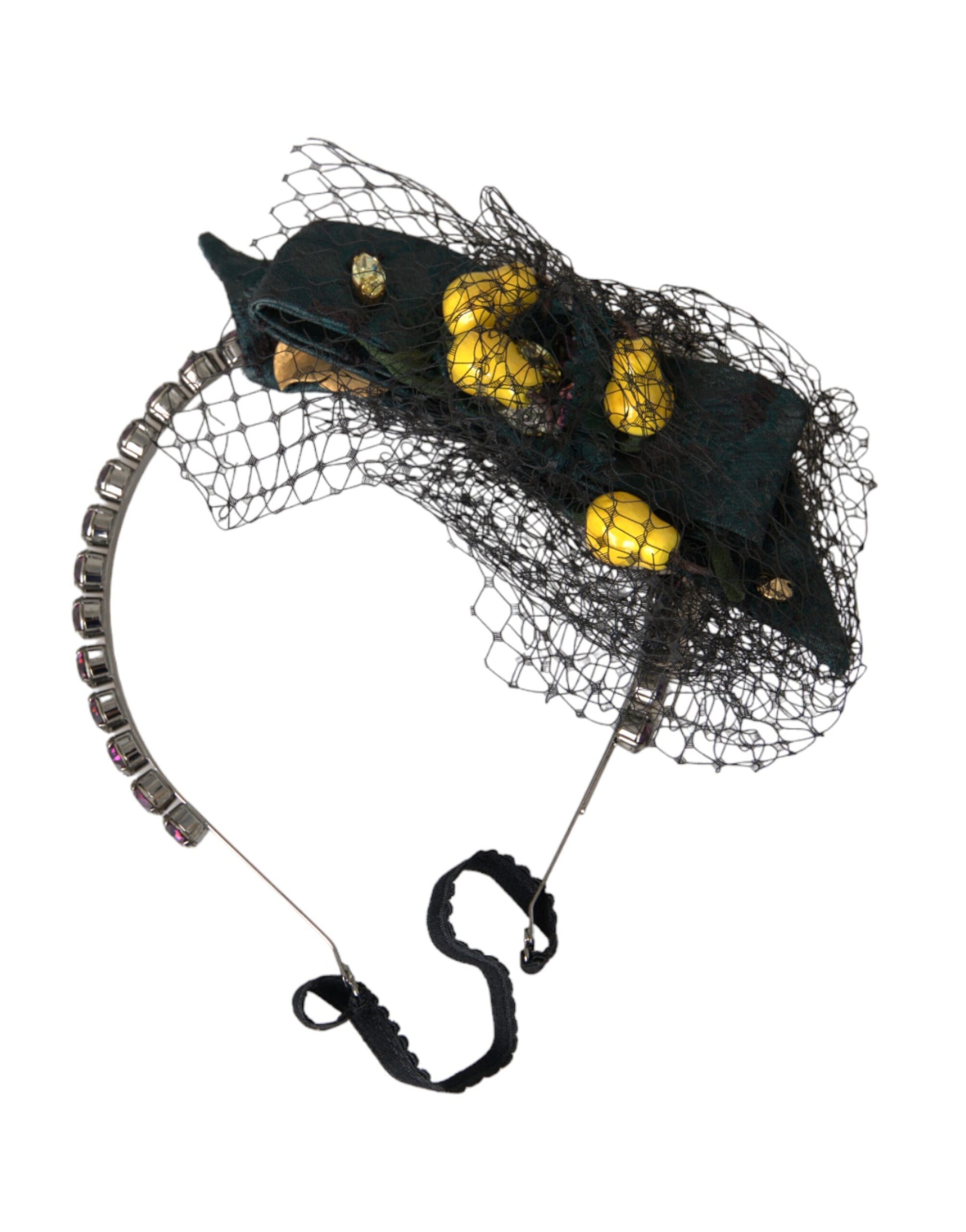 Dolce & Gabbana Black Lemons Sicily Purple Crystal Net Headband Diadem - ClickThatClicks 