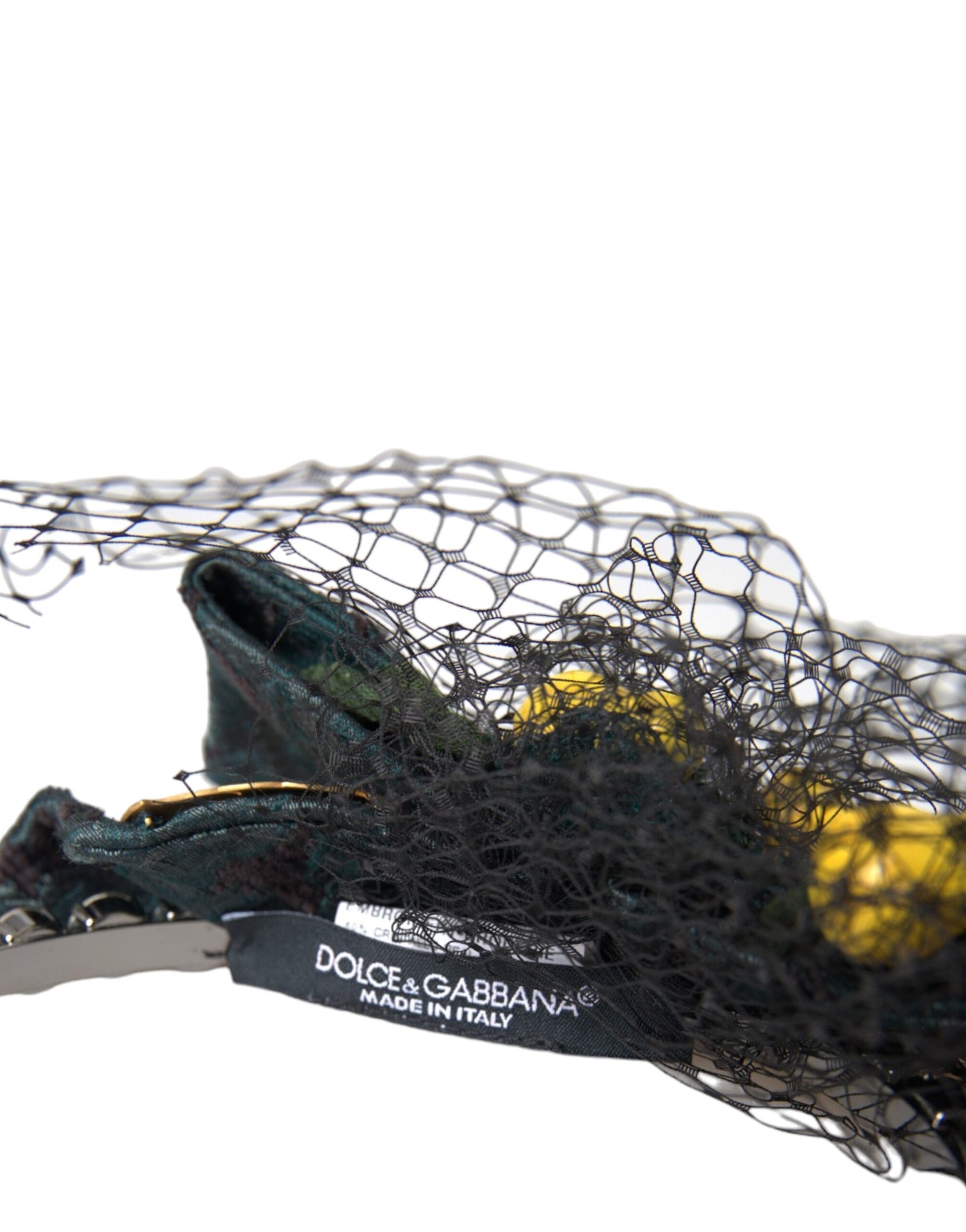 Dolce & Gabbana Black Lemons Sicily Purple Crystal Net Headband Diadem - ClickThatClicks 