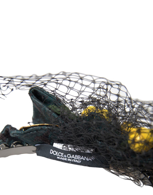 Dolce & Gabbana Black Lemons Sicily Purple Crystal Net Headband Diadem - ClickThatClicks 
