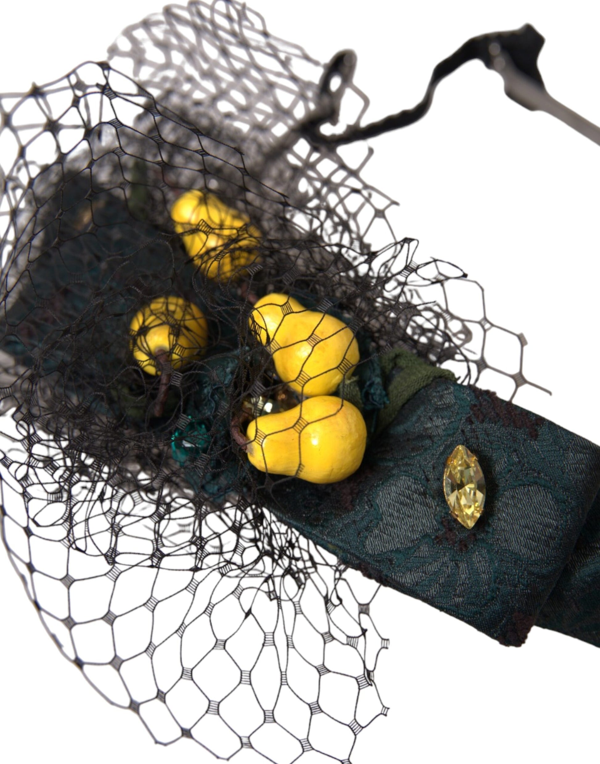 Dolce & Gabbana Black Lemons Sicily Purple Crystal Net Headband Diadem - ClickThatClicks 