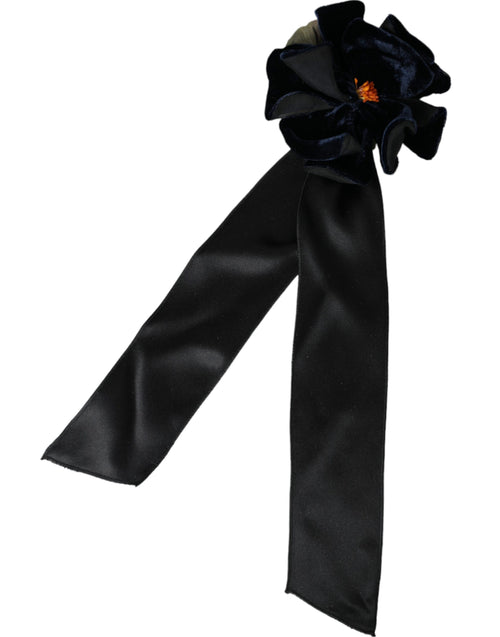 Dolce & Gabbana Black Silk Gold Brass Floral Hair Pin Brooch - ClickThatClicks 