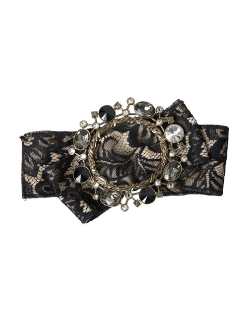 Dolce & Gabbana Black Lace Crystal Handmade Brooch Hair Pin - ClickThatClicks 