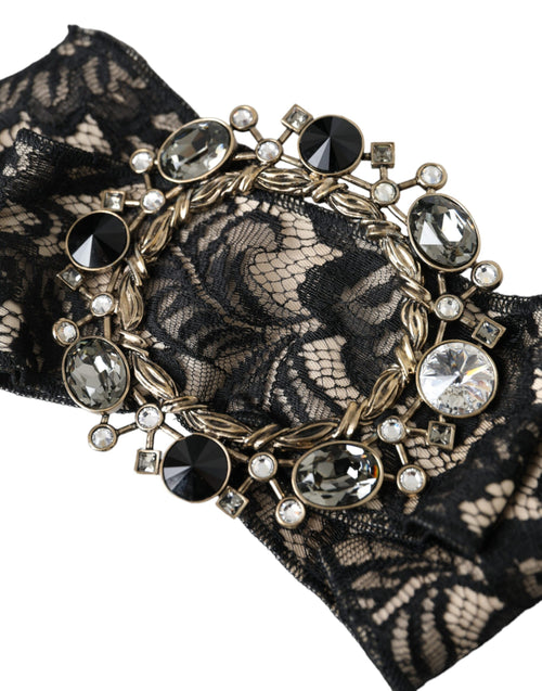 Dolce & Gabbana Black Lace Crystal Handmade Brooch Hair Pin - ClickThatClicks 