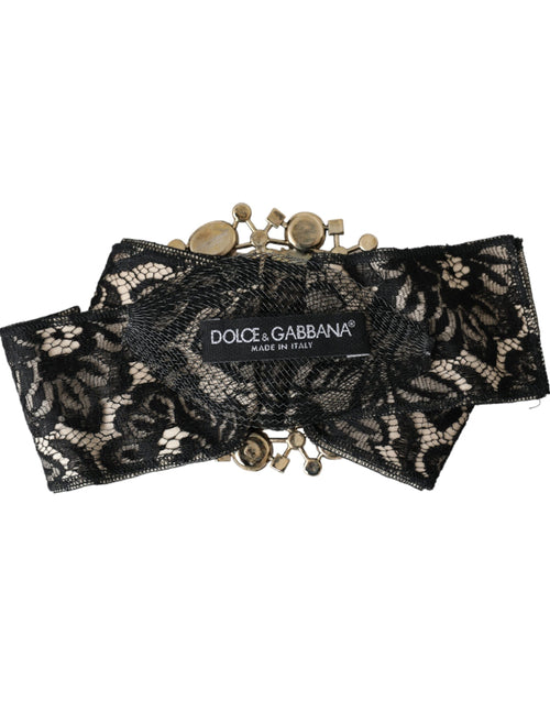 Dolce & Gabbana Black Lace Crystal Handmade Brooch Hair Pin - ClickThatClicks 