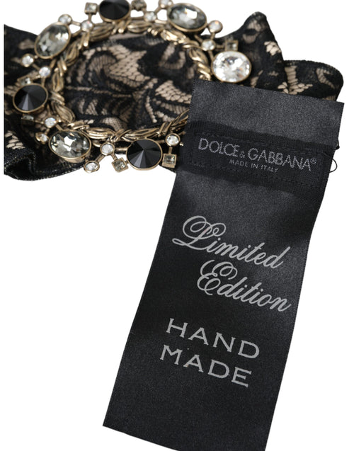 Dolce & Gabbana Black Lace Crystal Handmade Brooch Hair Pin - ClickThatClicks 