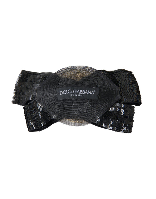 Dolce & Gabbana Black Sequin Pearl Handmade Brooch Hair Pin - ClickThatClicks 