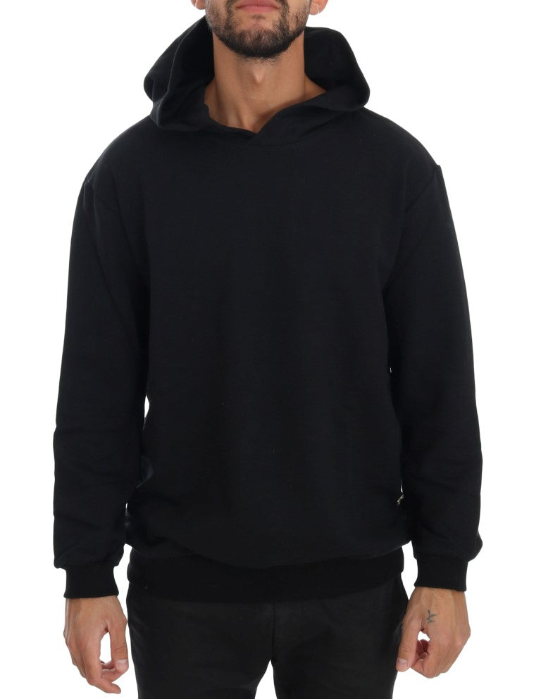 Daniele Alessandrini Black Gym Casual Hooded Cotton Sweater - ClickThatClicks 