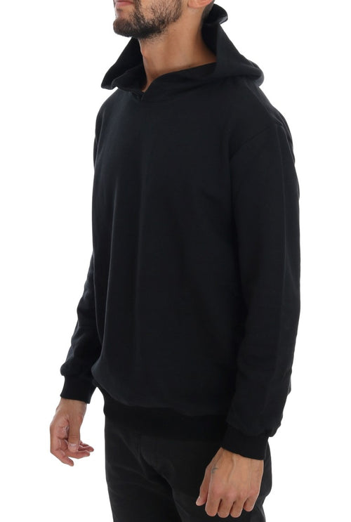 Daniele Alessandrini Black Gym Casual Hooded Cotton Sweater - ClickThatClicks 