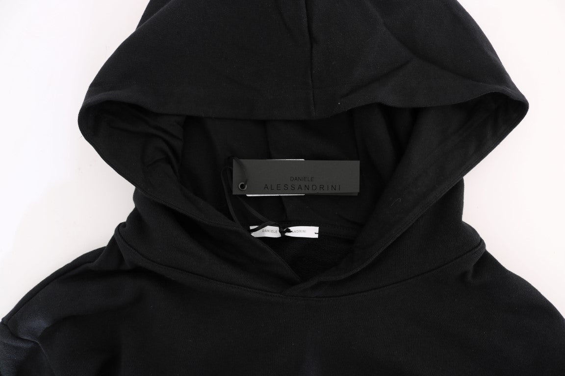 Daniele Alessandrini Black Gym Casual Hooded Cotton Sweater - ClickThatClicks 