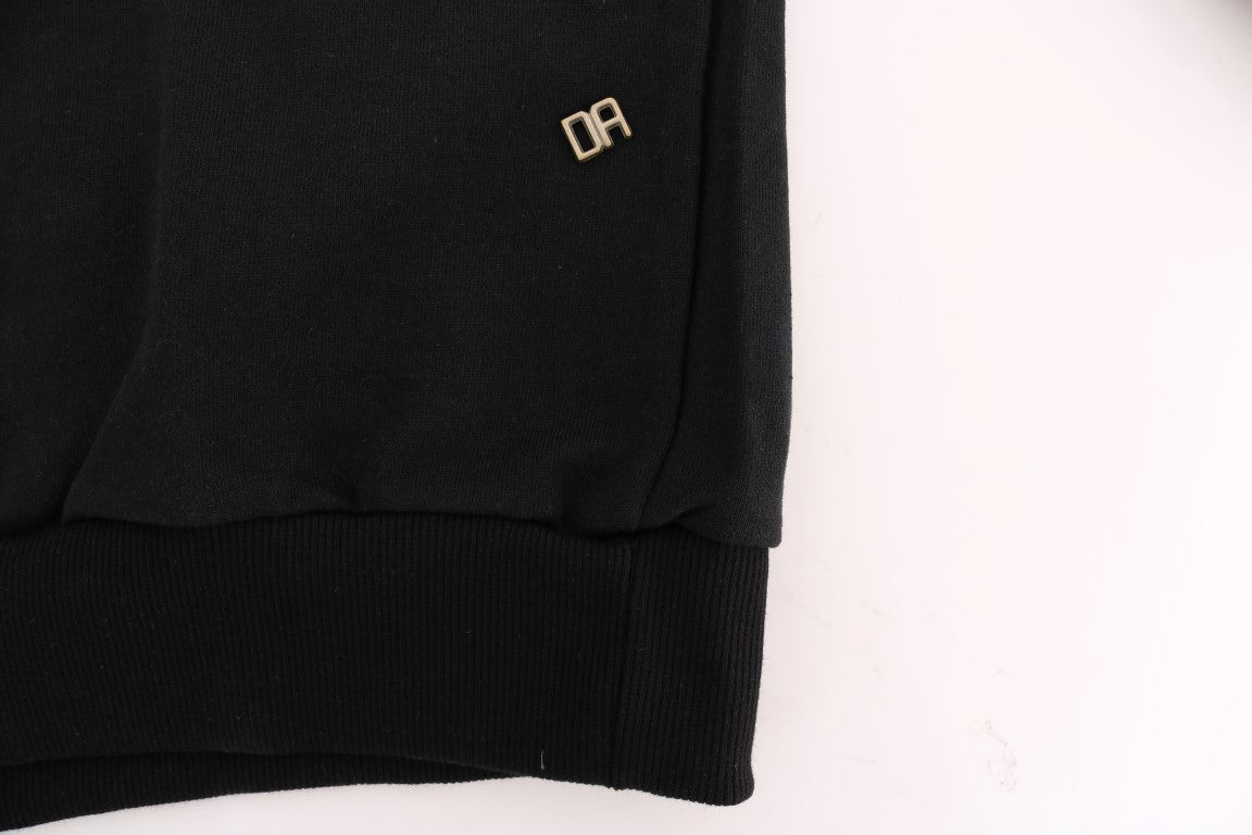 Daniele Alessandrini Black Gym Casual Hooded Cotton Sweater - ClickThatClicks 