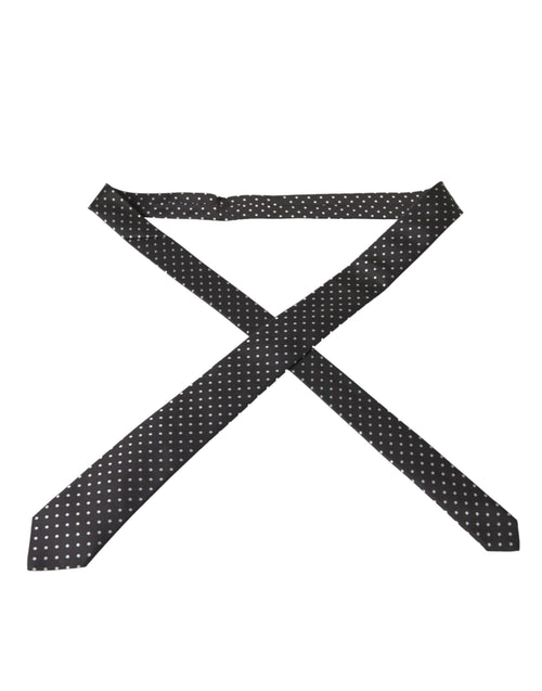 Dolce & Gabbana Black White Polka Dots 100% Silk Necktie Face Mask - ClickThatClicks 