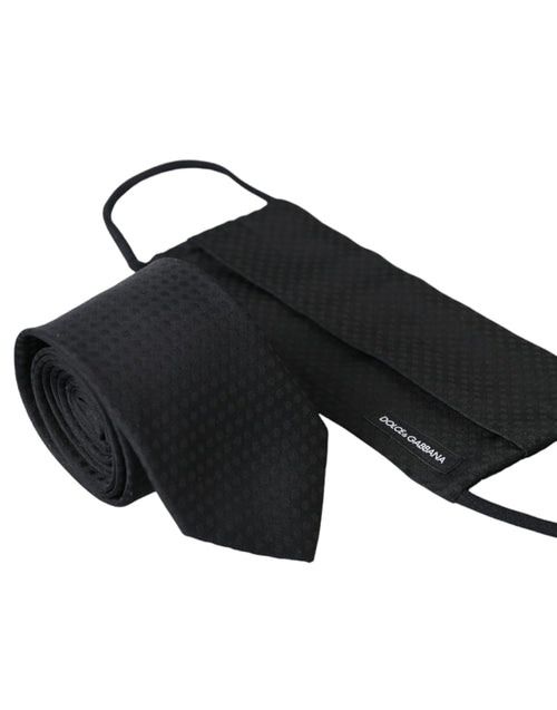 Dolce & Gabbana Black 100% Silk Adjustable Necktie Face Mask - ClickThatClicks 
