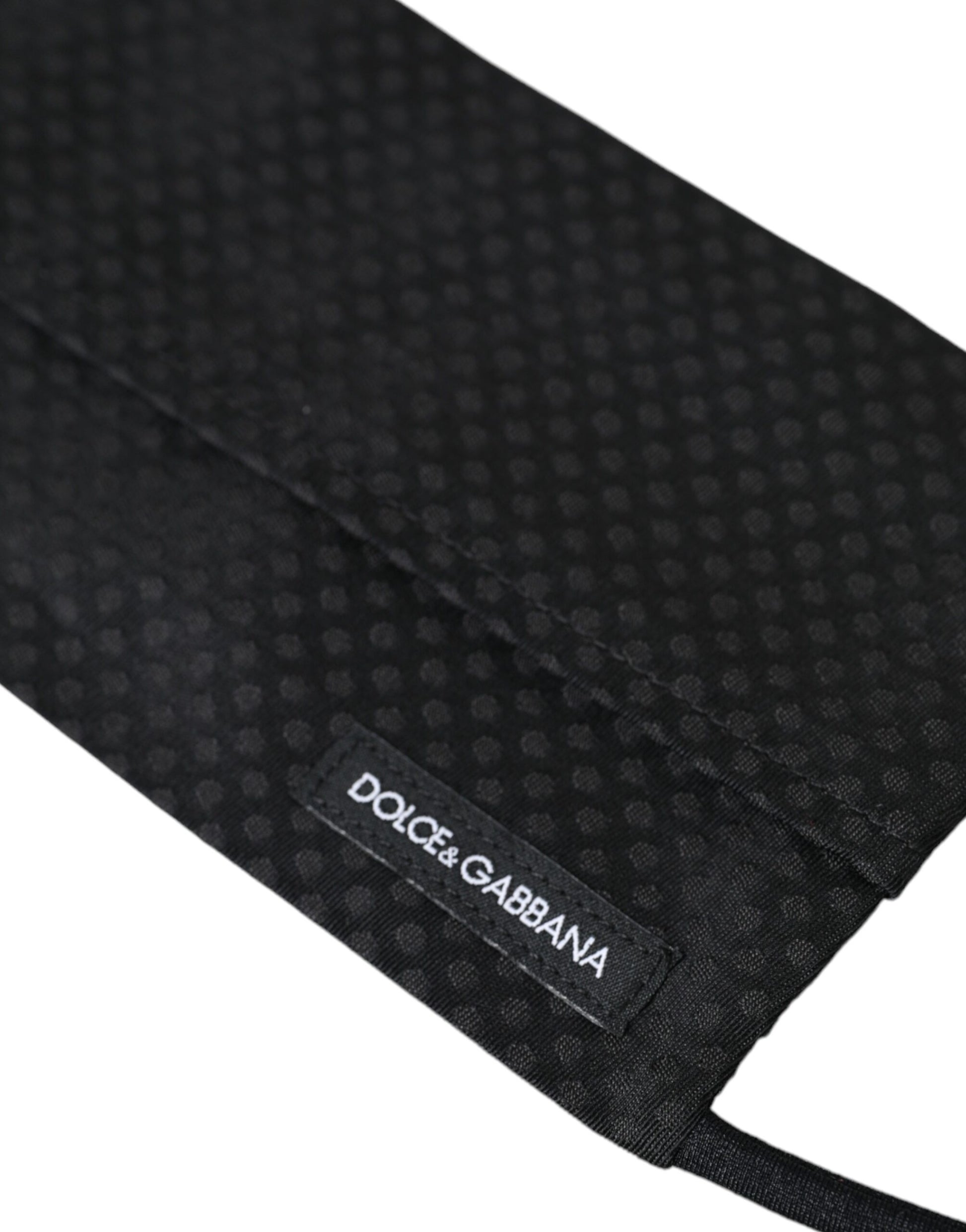 Dolce & Gabbana Black 100% Silk Adjustable Necktie Face Mask - ClickThatClicks 