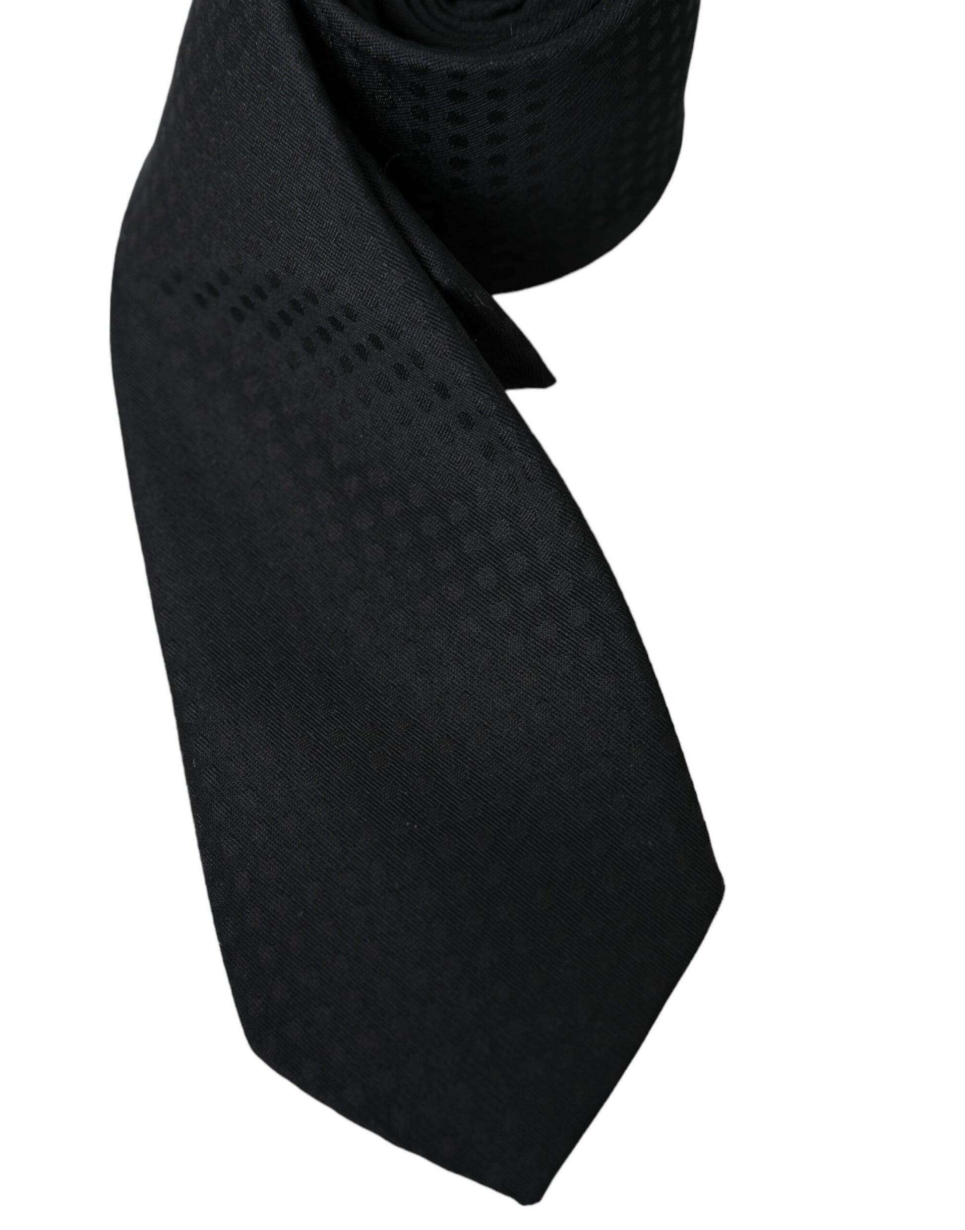 Dolce & Gabbana Black 100% Silk Adjustable Necktie Face Mask - ClickThatClicks 