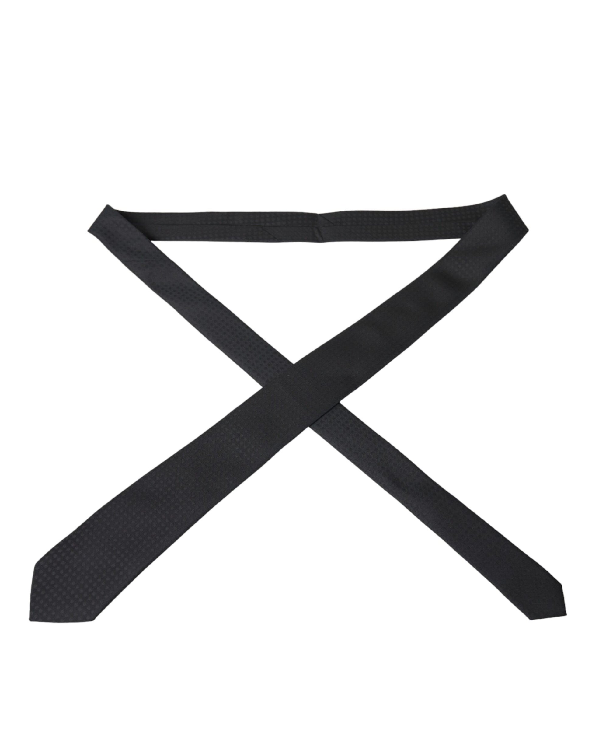 Dolce & Gabbana Black 100% Silk Adjustable Necktie Face Mask - ClickThatClicks 