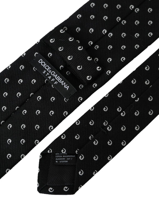 Dolce & Gabbana Black Logo Cotton Blend Adjustable Tie - ClickThatClicks 