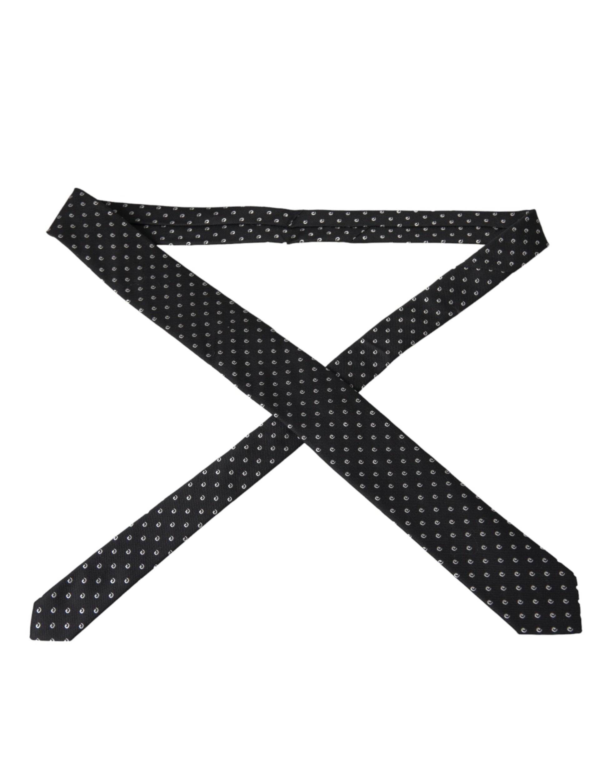 Dolce & Gabbana Black Logo Cotton Blend Adjustable Tie - ClickThatClicks 