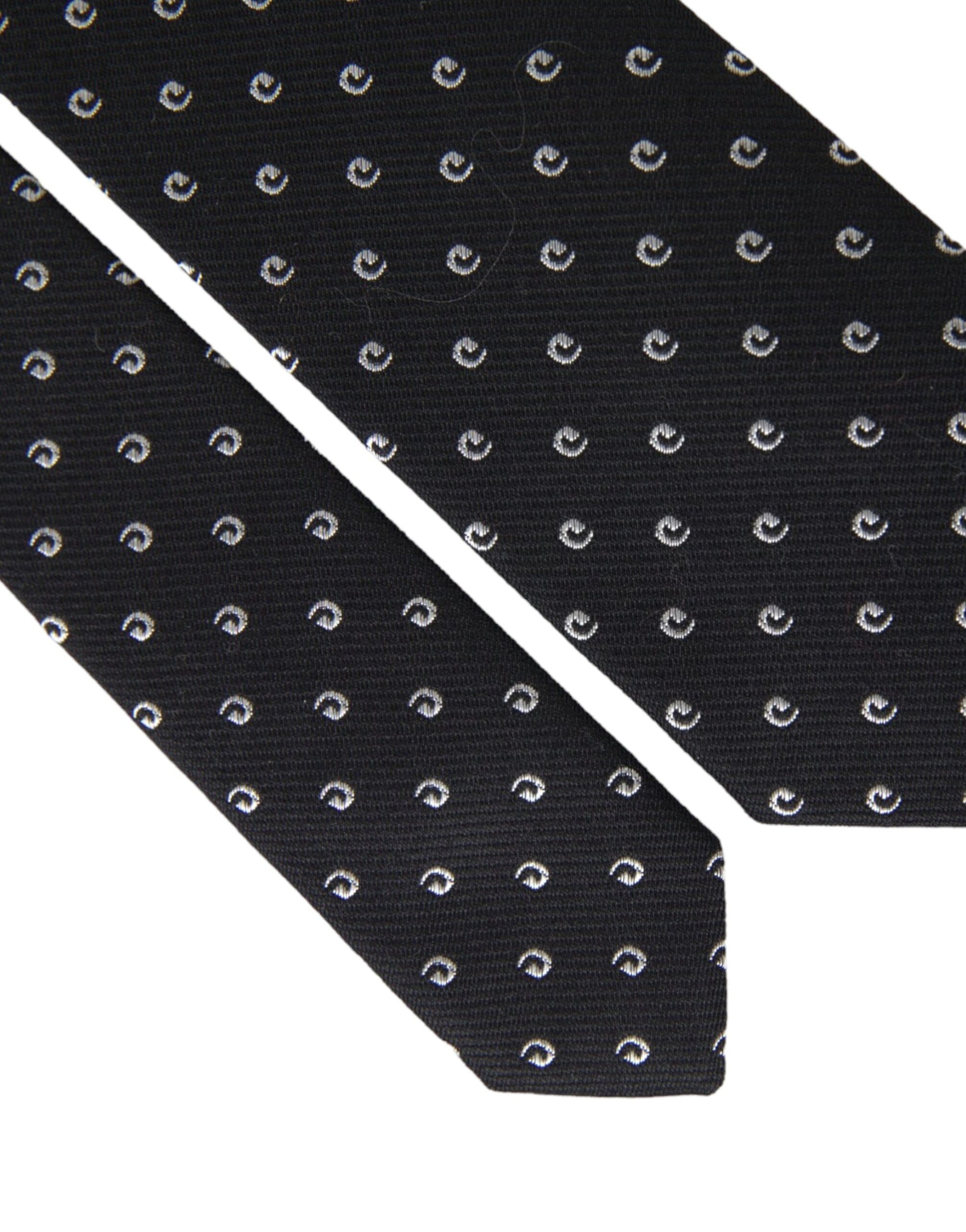 Dolce & Gabbana Black Logo Cotton Blend Adjustable Tie - ClickThatClicks 