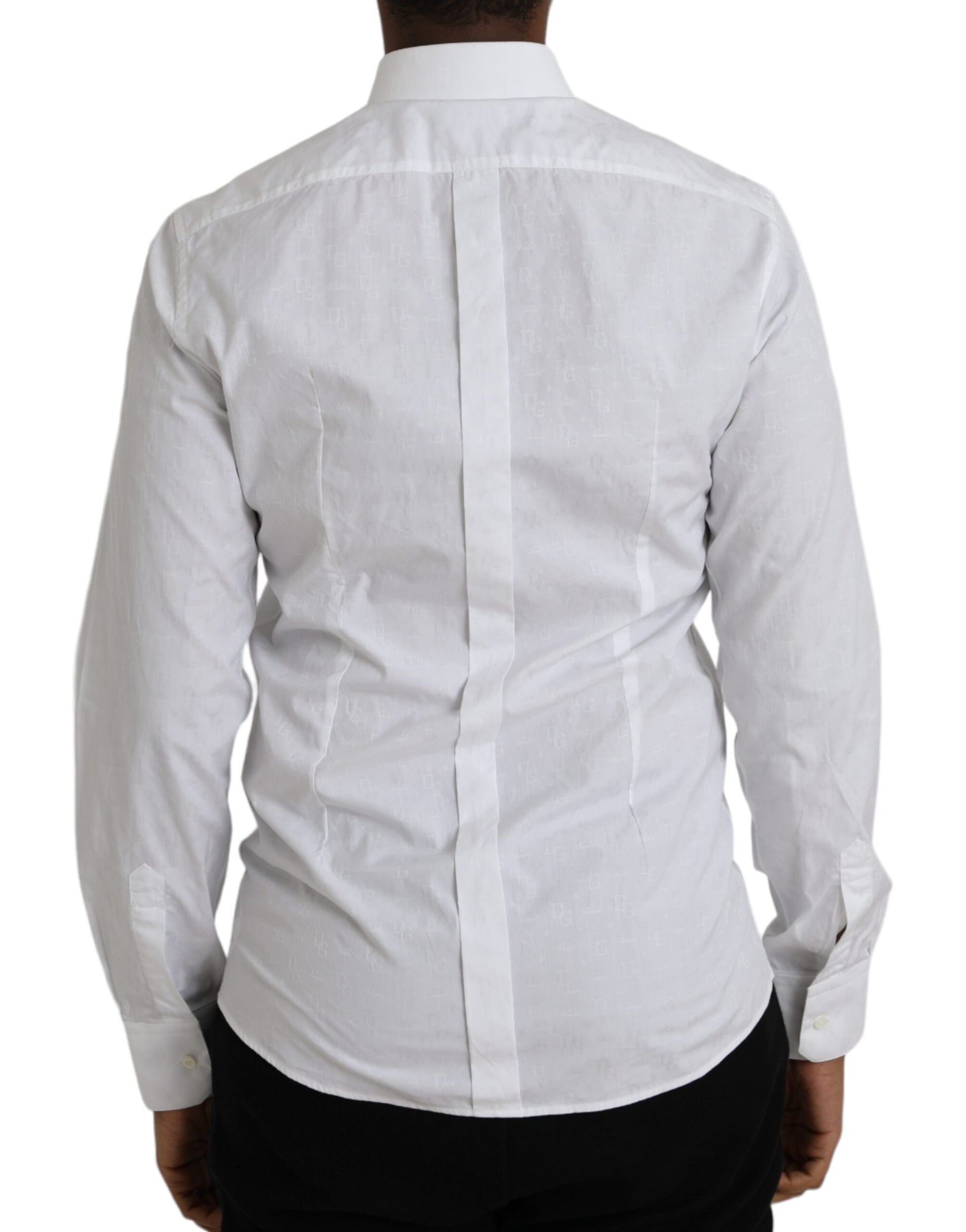 Dolce & Gabbana White Cotton Long Sleeve Dress GOLD Shirt - ClickThatClicks 