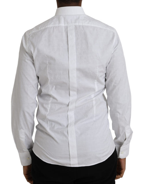 Dolce & Gabbana White Cotton Long Sleeve Dress GOLD Shirt - ClickThatClicks 