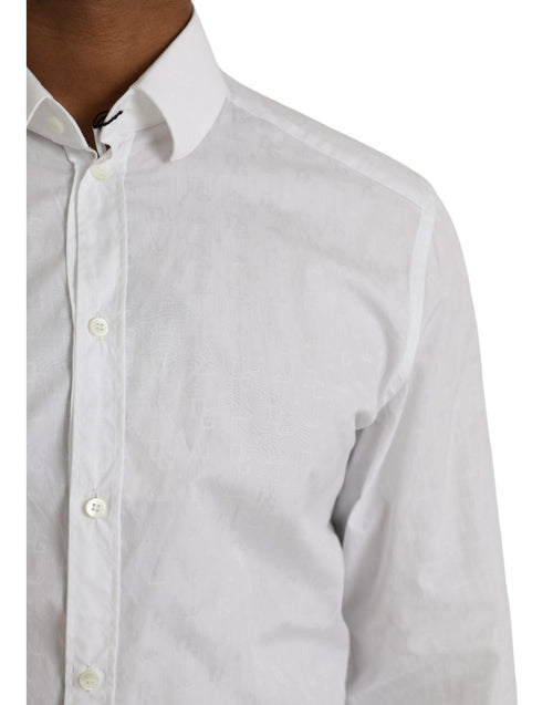Dolce & Gabbana White Cotton Long Sleeve Dress GOLD Shirt - ClickThatClicks 