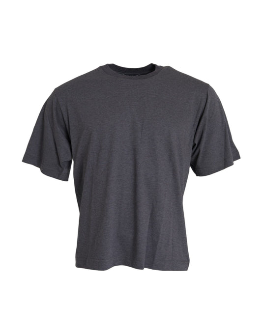 Dolce & Gabbana Gray Cotton Round Neck Short Sleeve T-shirt - ClickThatClicks 