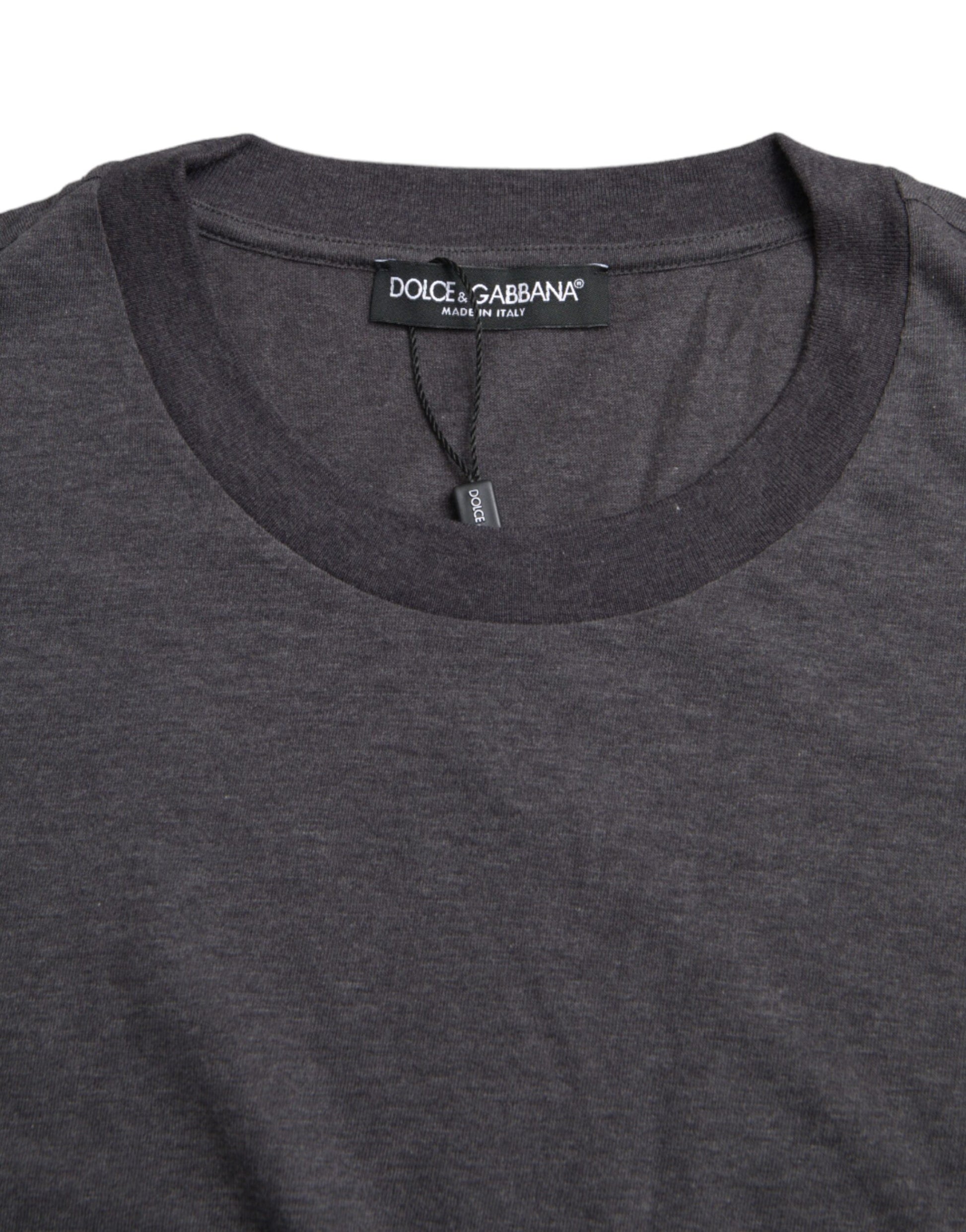 Dolce & Gabbana Gray Cotton Round Neck Short Sleeve T-shirt - ClickThatClicks 